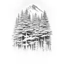 A serene forest scene with a winding hiking trail leading into the distance, capturing the client's love for hiking and nature tattoo design idea