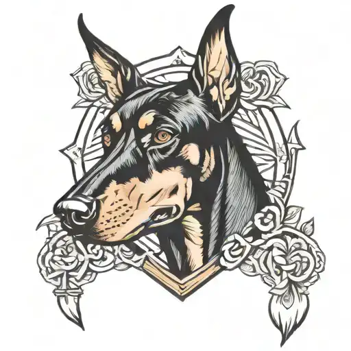 doberman dog tattoo design idea