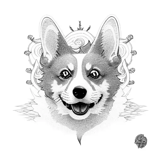 Corgi in a dragon costume tattoo design idea