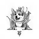 Corgi in a dragon costume tattoo design idea