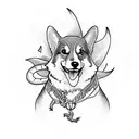 Corgi in a dragon costume tattoo design idea