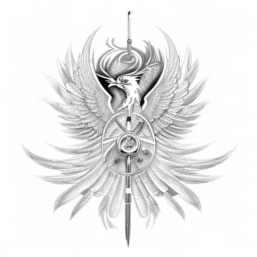 An intricate surgical tool design intertwined with a phoenix symbolizing rebirth and transformation tattoo design idea