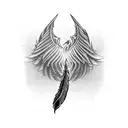 A phoenix feather transforming into a scalpel, blending the client's love for surgery and the mythical bird tattoo design idea