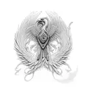 An intricate surgical tool design intertwined with a phoenix symbolizing rebirth and transformation tattoo design idea