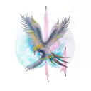 A phoenix feather transforming into a scalpel, blending the client's love for surgery and the mythical bird tattoo design idea