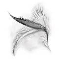 A phoenix feather transforming into a scalpel, blending the client's love for surgery and the mythical bird tattoo design idea