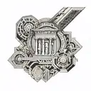 Ancient Rome and Ancient Greece patch work leg sleeve  tattoo design idea