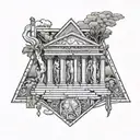 Ancient Rome and Ancient Greece patch work leg sleeve  tattoo design idea