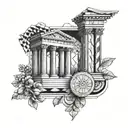 Ancient Rome and Ancient Greece patch work leg sleeve  tattoo design idea