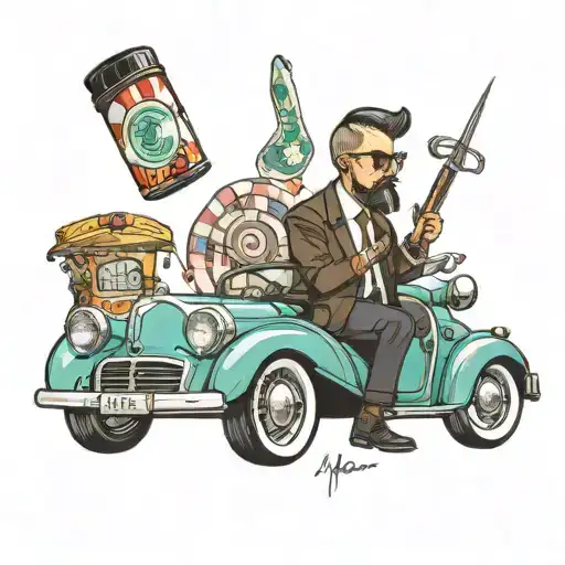 that Tony Manuela has a luxury car and a barbershop candy tattoo design idea