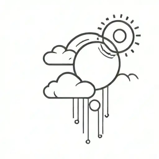 sun shining behind clouds surrounding tattoo design idea