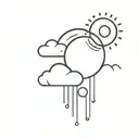 sun shining behind clouds surrounding tattoo design idea