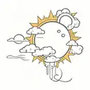 sun shining behind clouds surrounding tattoo design idea