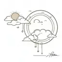 sun shining behind clouds surrounding tattoo design idea