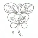 minimalist 5 leaf clover with a name "lucky" written on ut ' tattoo design idea