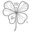 minimalist 5 leaf clover with a name "lucky" written on ut ' tattoo design idea