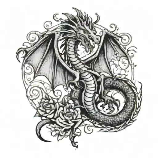 oasis band merged welsh dragon tattoo design idea