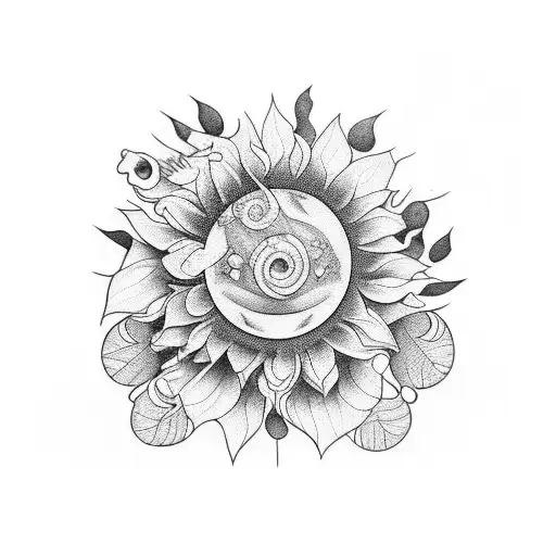 hourglass with sunflowers tattoo design idea