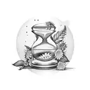 hourglass with sunflowers tattoo design idea