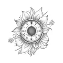 hourglass with sunflowers tattoo design idea