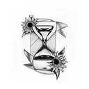 hourglass with sunflowers tattoo design idea