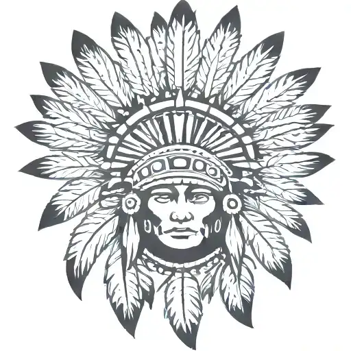 native american feather crown tattoo stencil  tattoo design idea