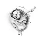 A melting timepiece with hands tattoo design idea