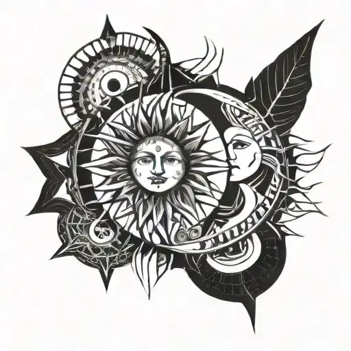 Sun and Moon  tattoo design idea