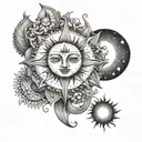 Sun and Moon tattoo design idea