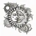 Sun and Moon tattoo design idea