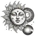 Sun and Moon tattoo design idea