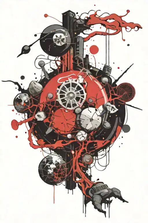 science fiction Lovecraft mystery trash space elements tattoo design idea