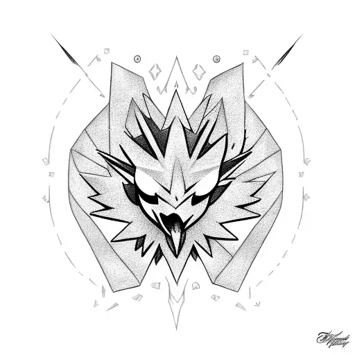 Zapdos pokemon tribal tattoo design idea