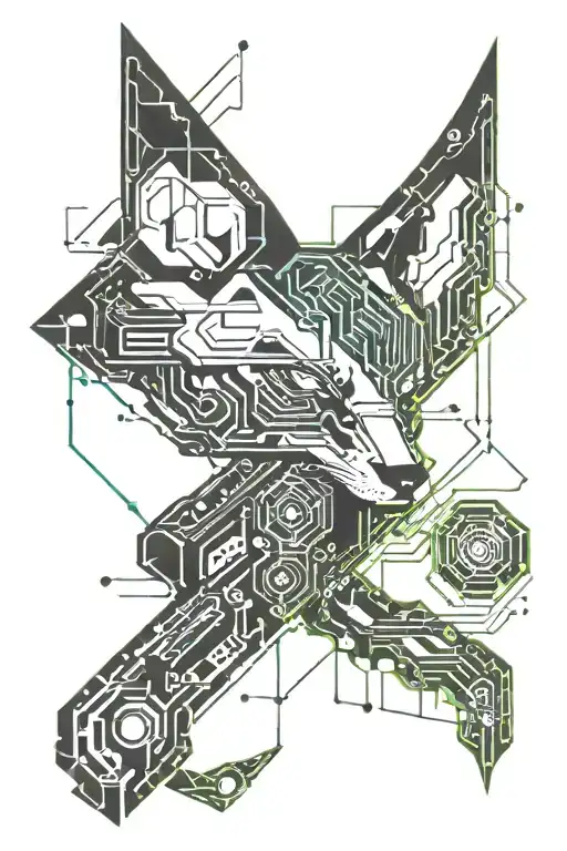 fox and shotgun tattoo design idea