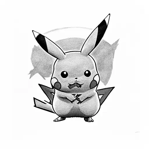 pikachu with suit tattoo design idea