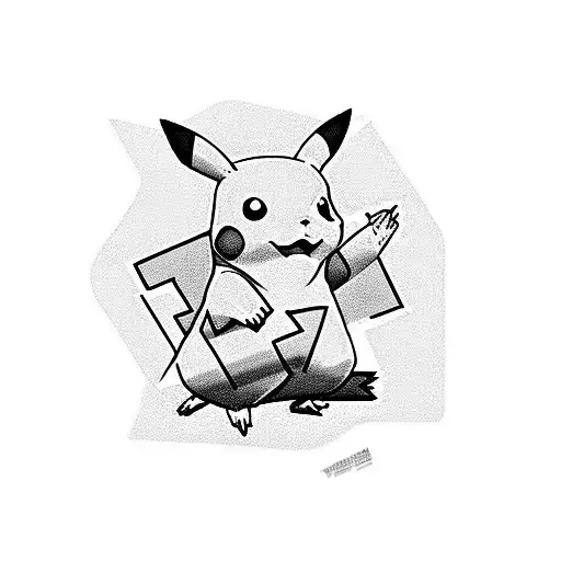 pikachu with suit tattoo design idea