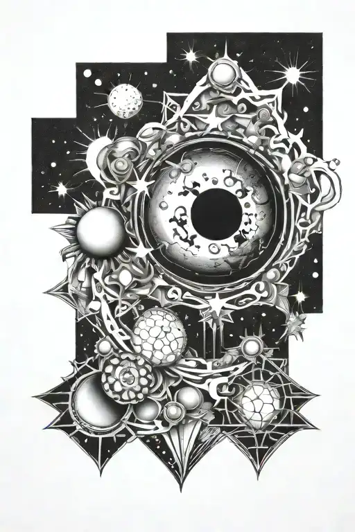 planet, nebula, quazar, star, sun tattoo tattoo design idea