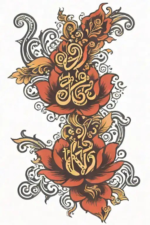 sanskrit shloka with artwork tattoo design idea