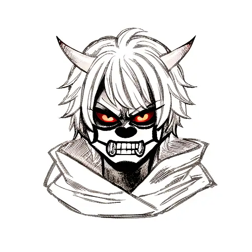 Anime Oni Mask Tattoo Idea - BlackInk AI