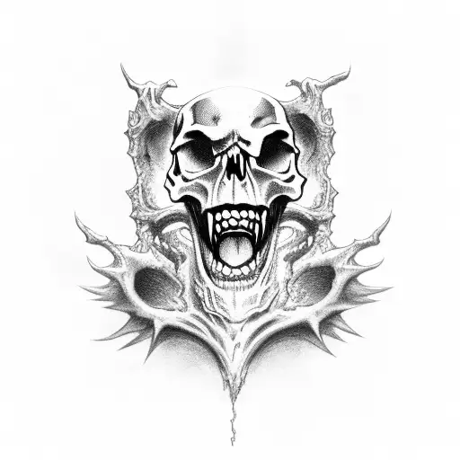 skull fangs  tattoo design idea