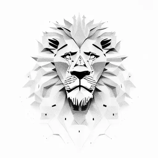lions face statue style roman tattoo design idea