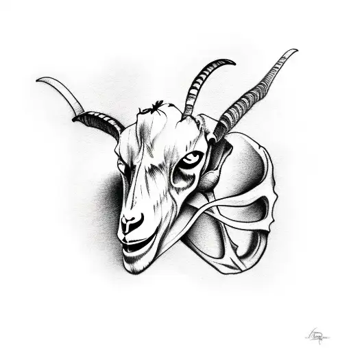 goat skull side on tattoo design idea
