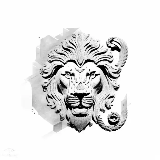 Ancient Roman lion  tattoo design idea