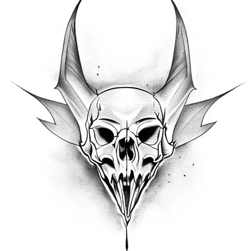 bat skull tattoo design idea