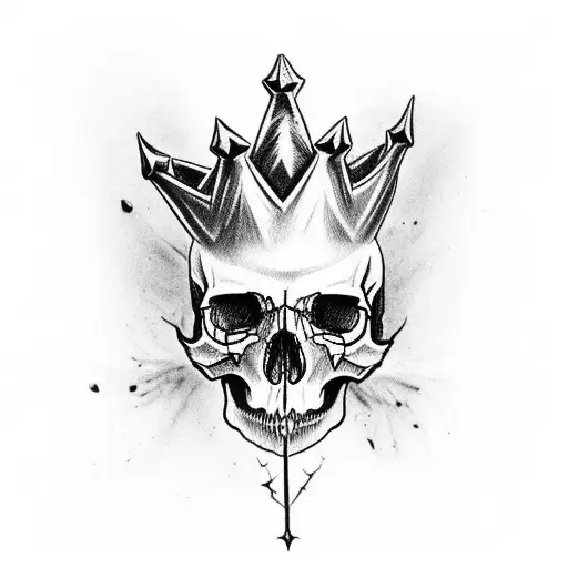 thorn crown on skull tattoo design idea