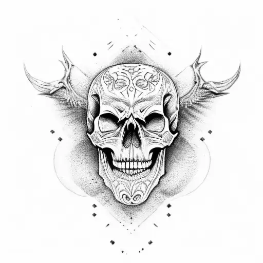 skull with fangs tattoo design idea
