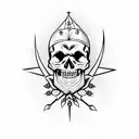 skull with thorn crown tattoo design idea
