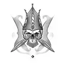 skull with thorn crown tattoo design idea