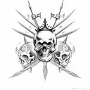 skull with thorn crown tattoo design idea