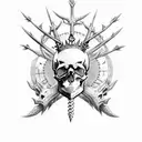 skull with thorn crown tattoo design idea